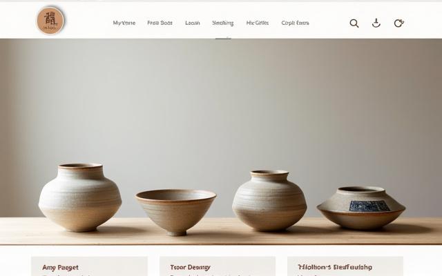 伝統的な陶芸品が並ぶモダンなECサイトのトップページ